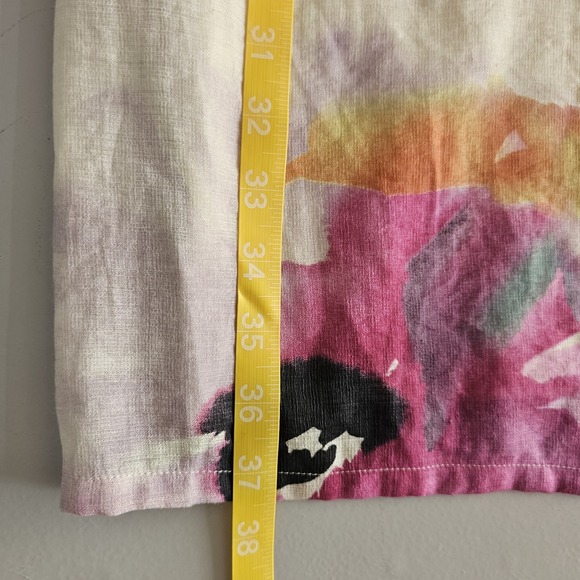 NWT Loft 12 Linen Blend Floral Shift Dress Knee Length Sleeveless Ribbon‎ Preppy - Picture 6 of 7